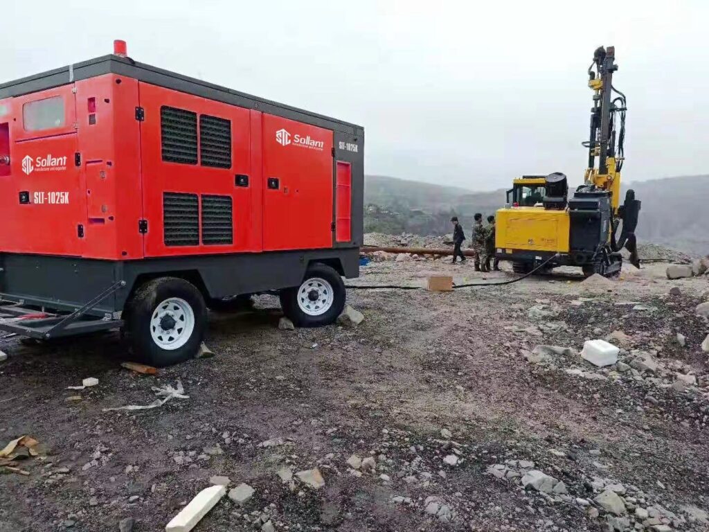 Industrial Portable Air Compressor on site 