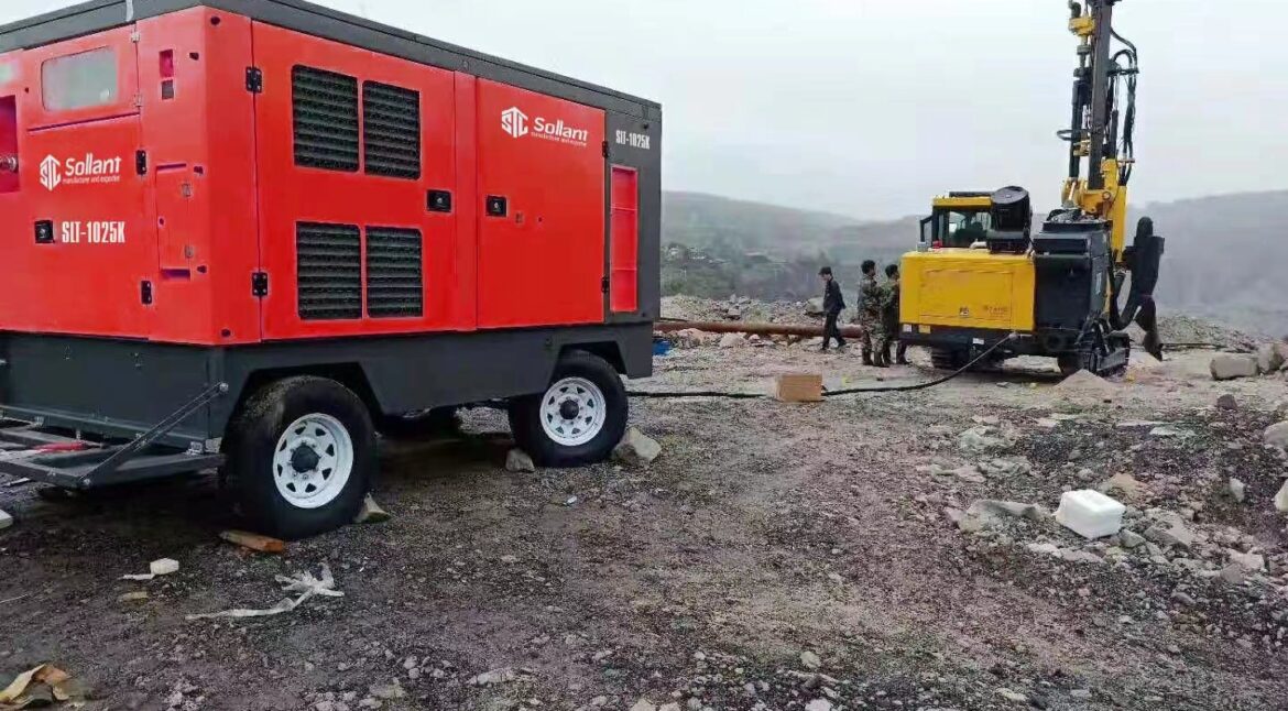 Industrial Portable Air Compressor on site
