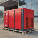 The gas discharged from the screw air compressor contains oil